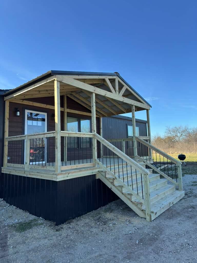 Screened-in backyard porch
